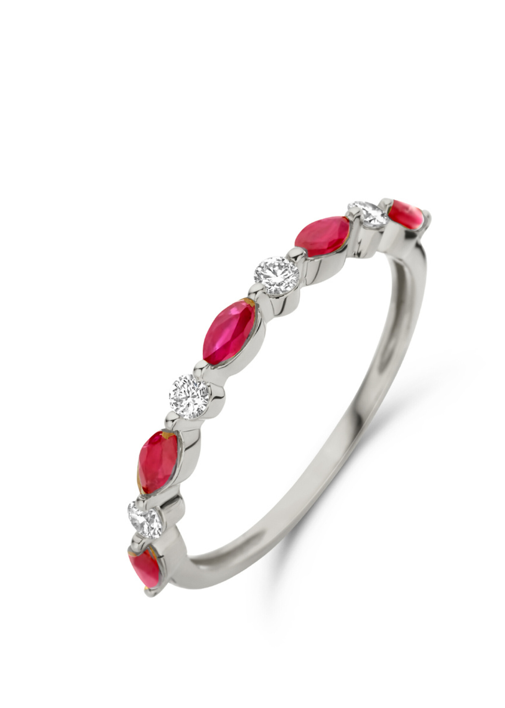 Alliance ring met diamanten en saffier