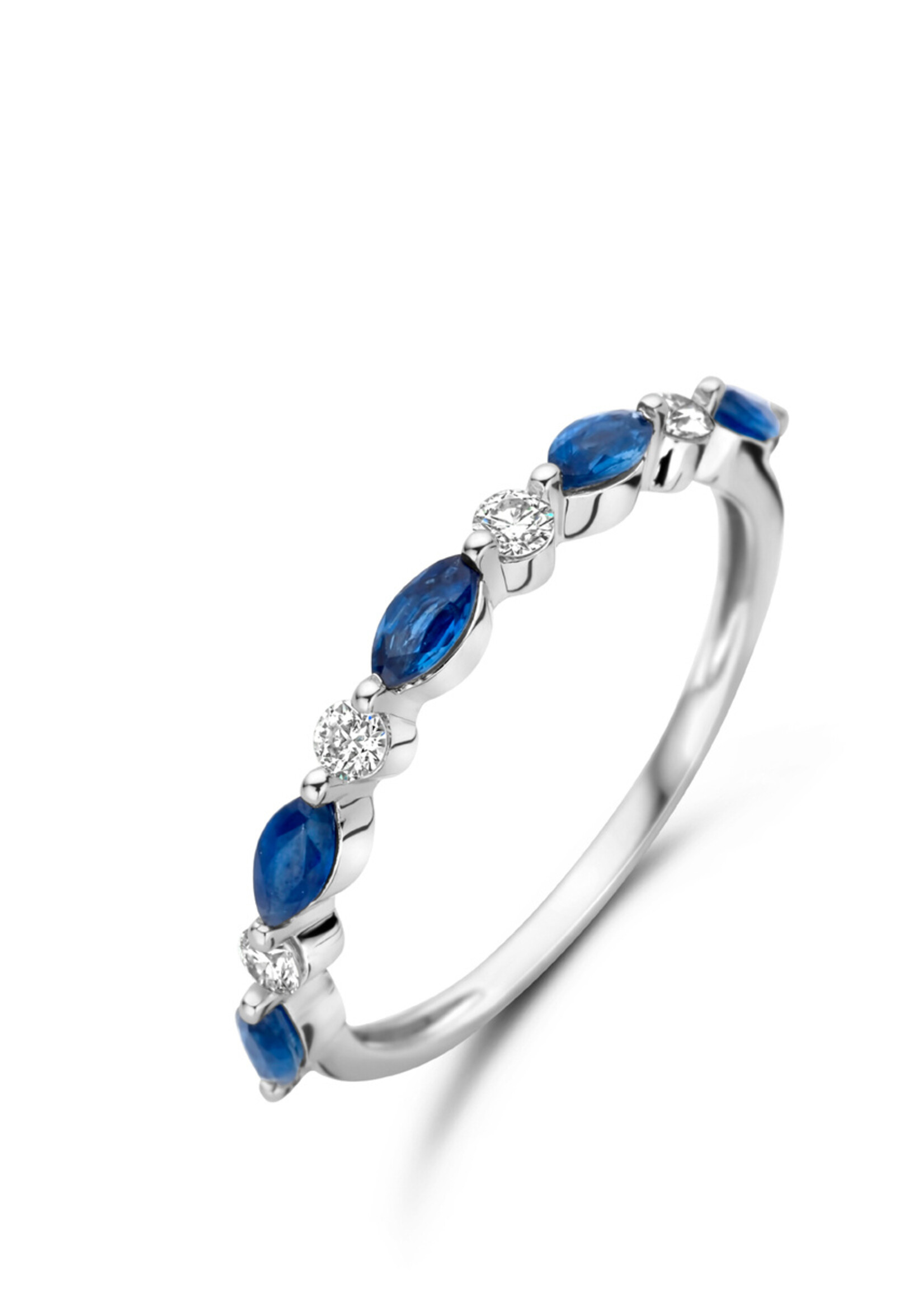 Alliance ring met diamanten en saffier