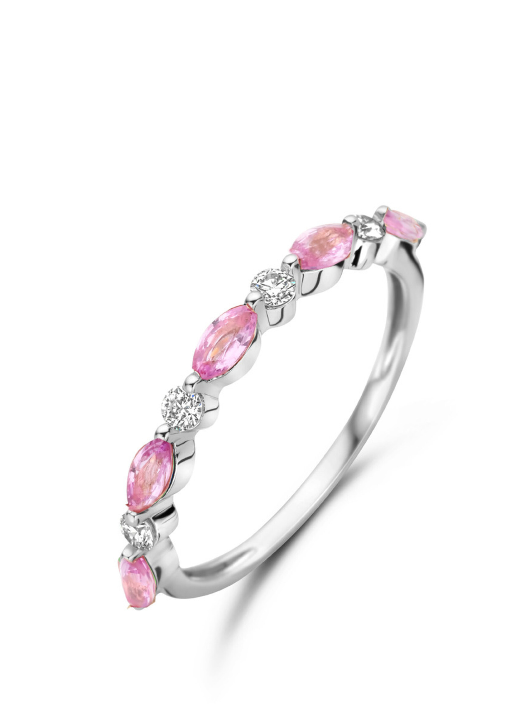 Alliance ring met diamanten en saffier