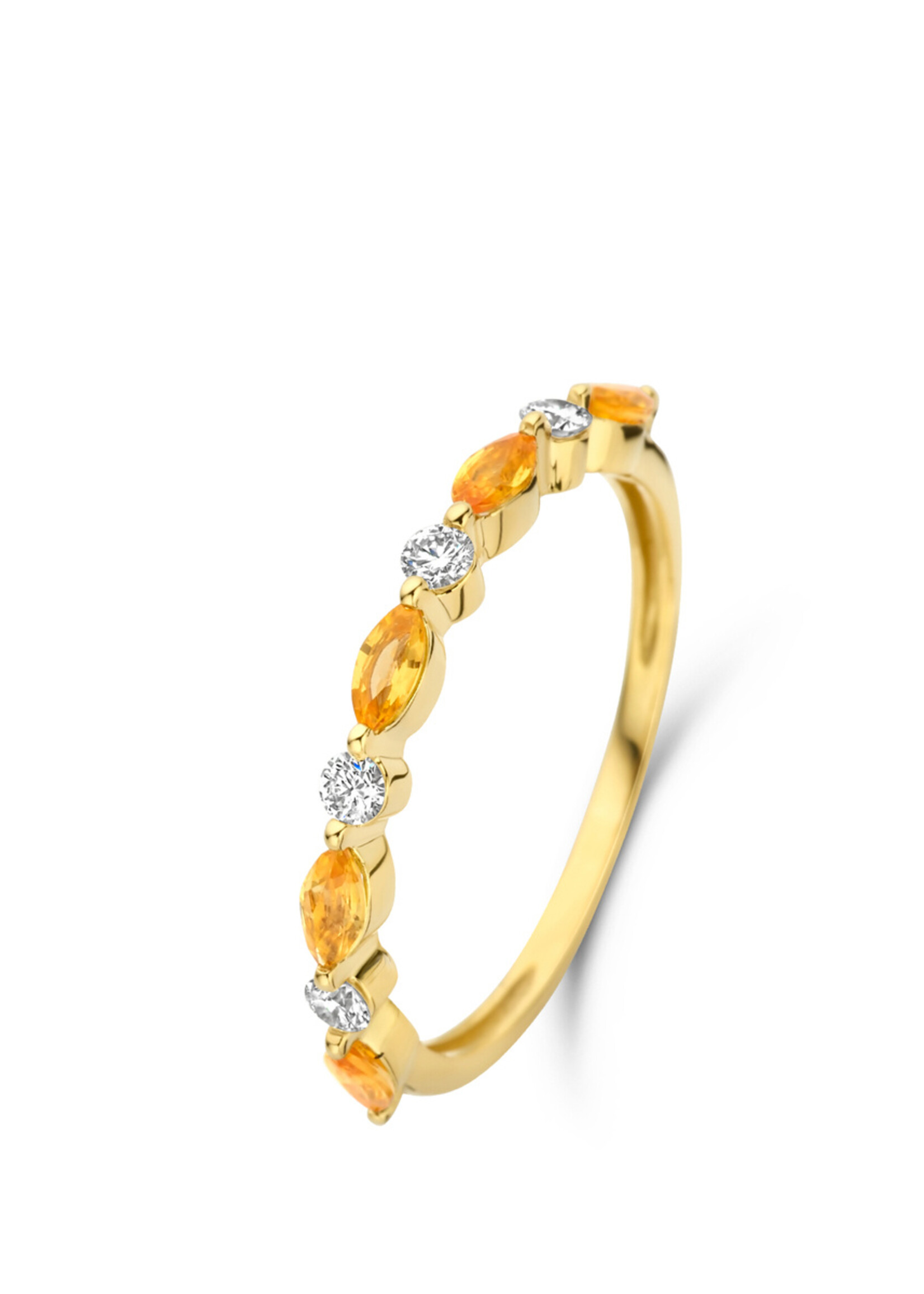 Alliance ring met diamanten en saffier