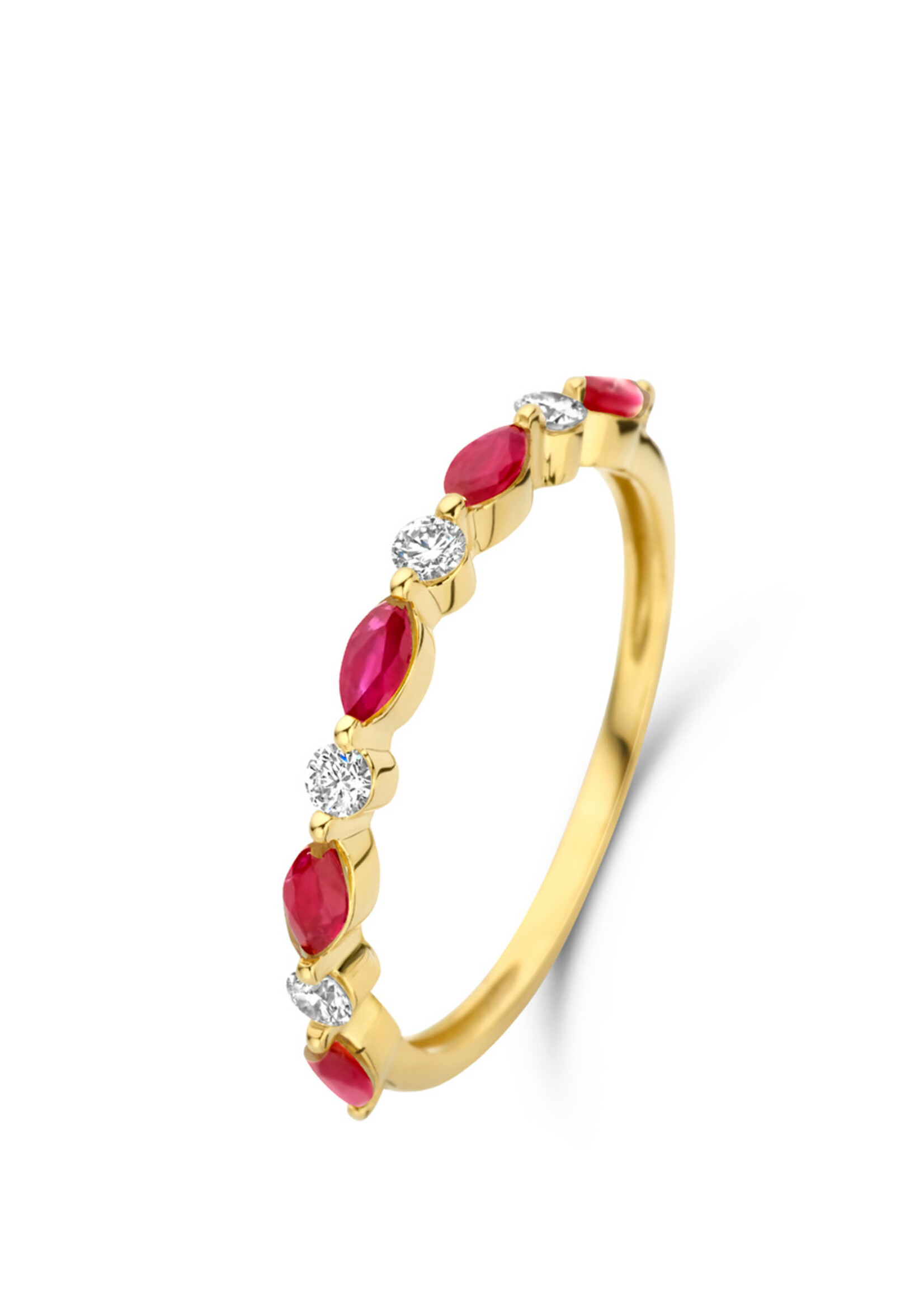 Alliance ring met diamanten en saffier