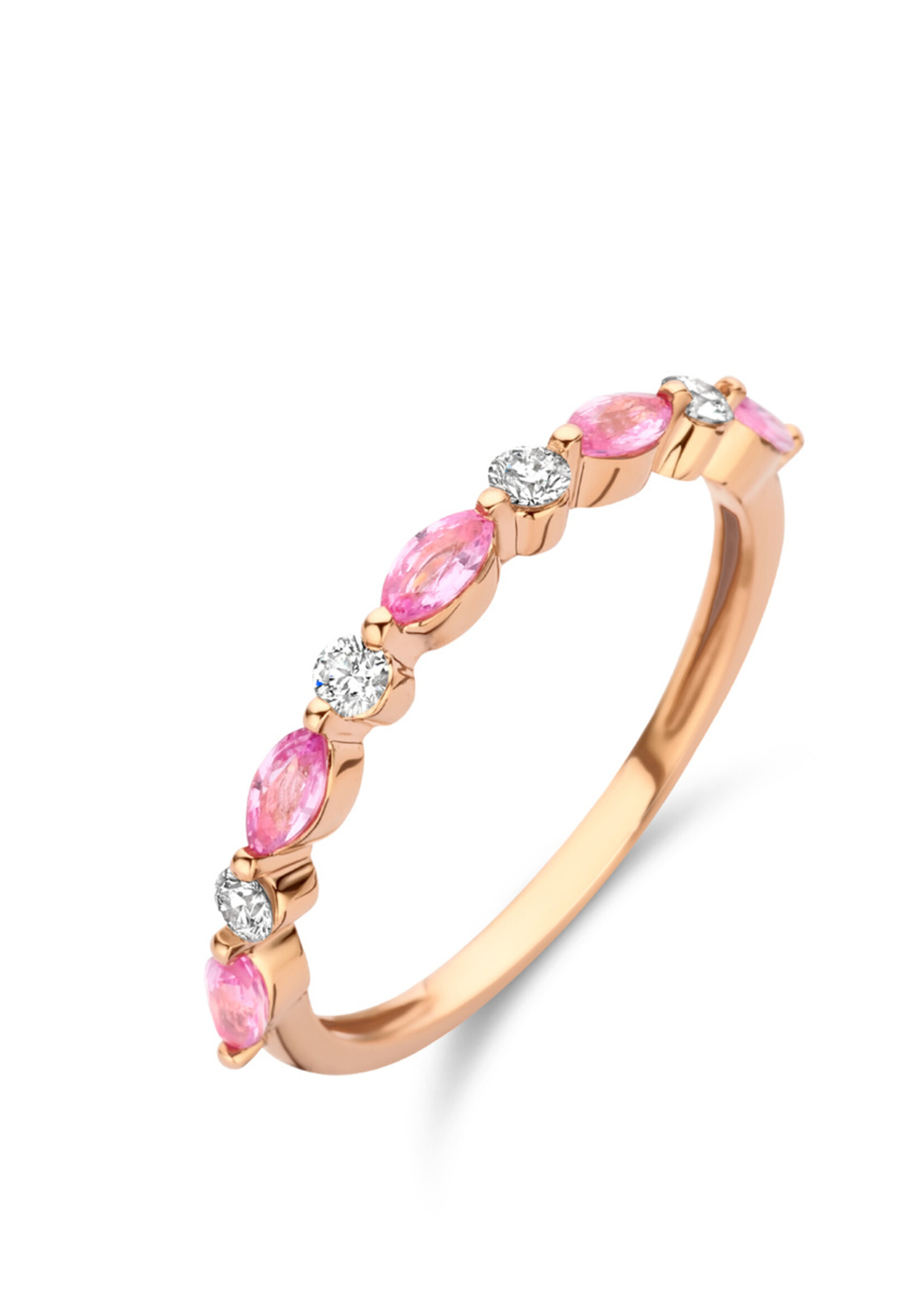 Alliance ring met diamanten en saffier