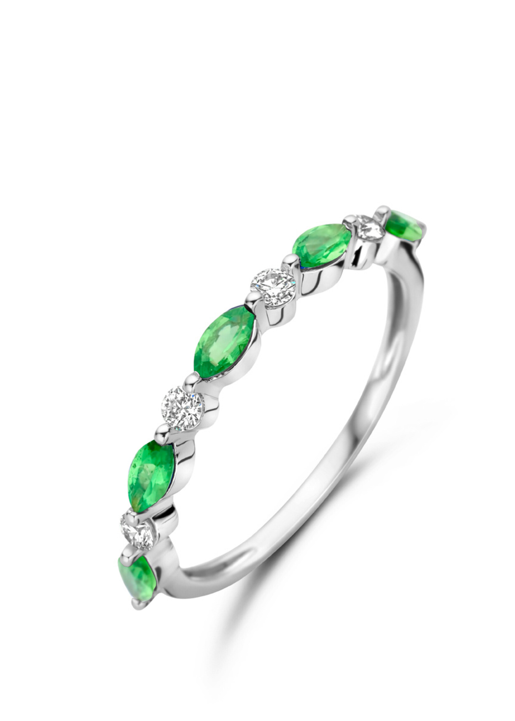 Alliance ring met diamanten en saffier