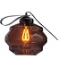 Masterlight Ribbel vormige tafellamp met rood kleurig glas met leren handvat -22cm-