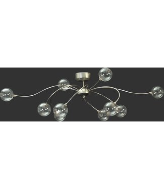 Masterlight Ovale plafondlamp ronde heldere bollen 10lichts -115cm-RVS