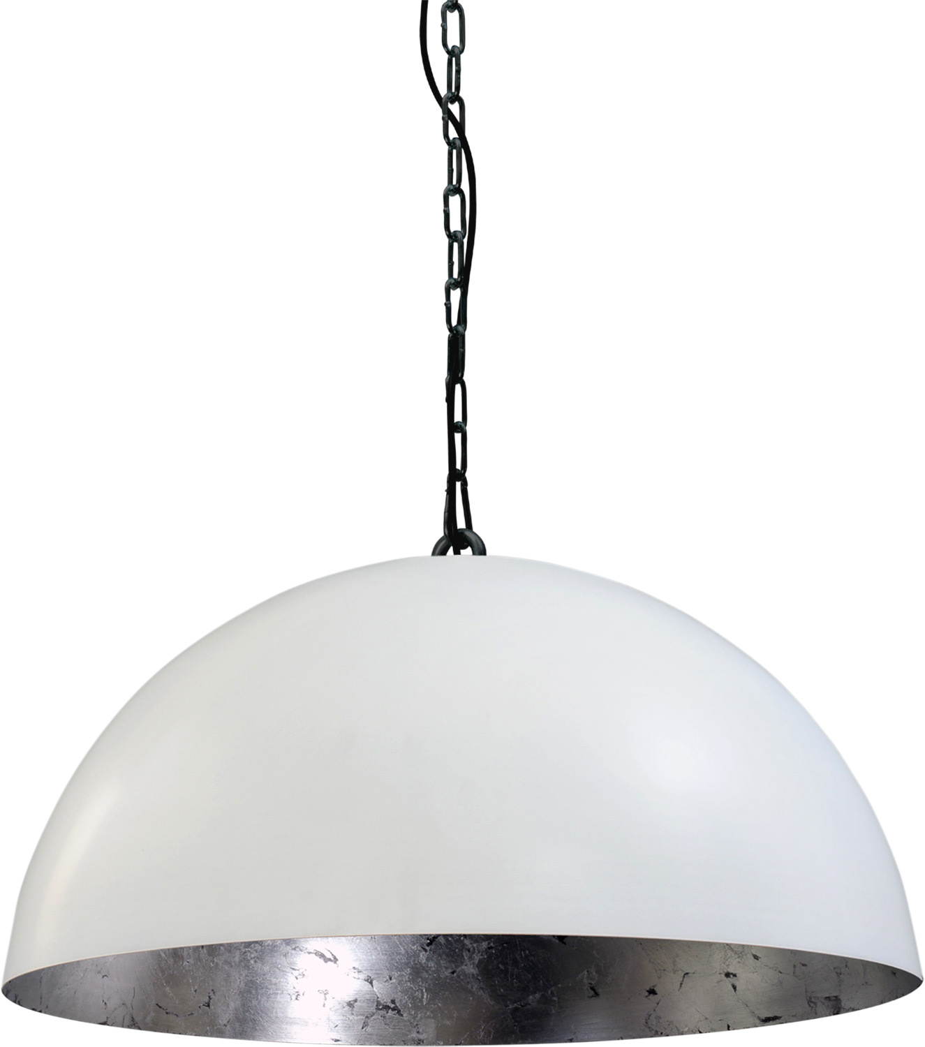 rit server Vorming Witte bol industrie lamp met ketting silverleaf | Hanglampen - Licht &  Accessoires