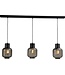 Masterlight Italiaans rookglas 20cm 3lichts hanglamp-130cm- Zwart