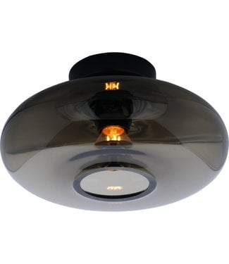 Masterlight plafondlamp met smoke glas klein-ø23cm- Zwart