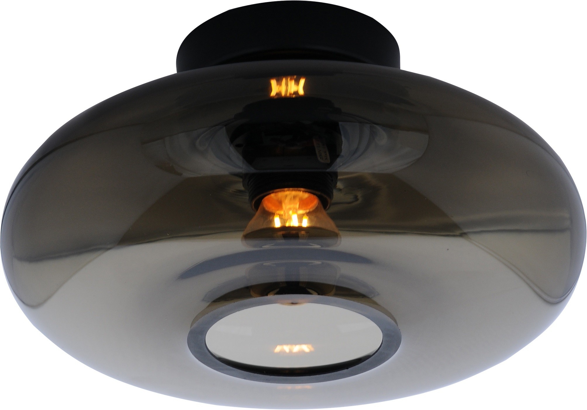 sensor Feest lijst plafondlamp met smoke glas klein-ø23cm- Zwart | Plafondlampen - Licht &  Accessoires
