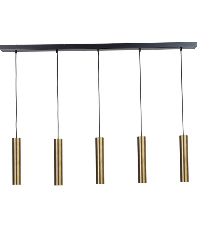 5lichts hanglamp voor boven kookeiland antiquebrass-130cm-zwart