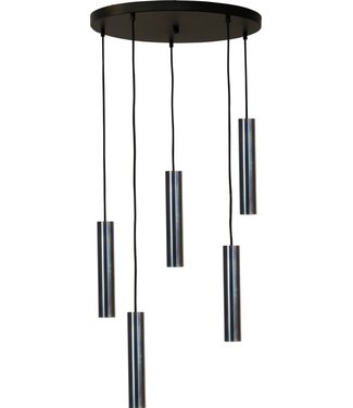 Licht & Accessoires Hanglamp boven ronde tafel 5lichts dappled oil