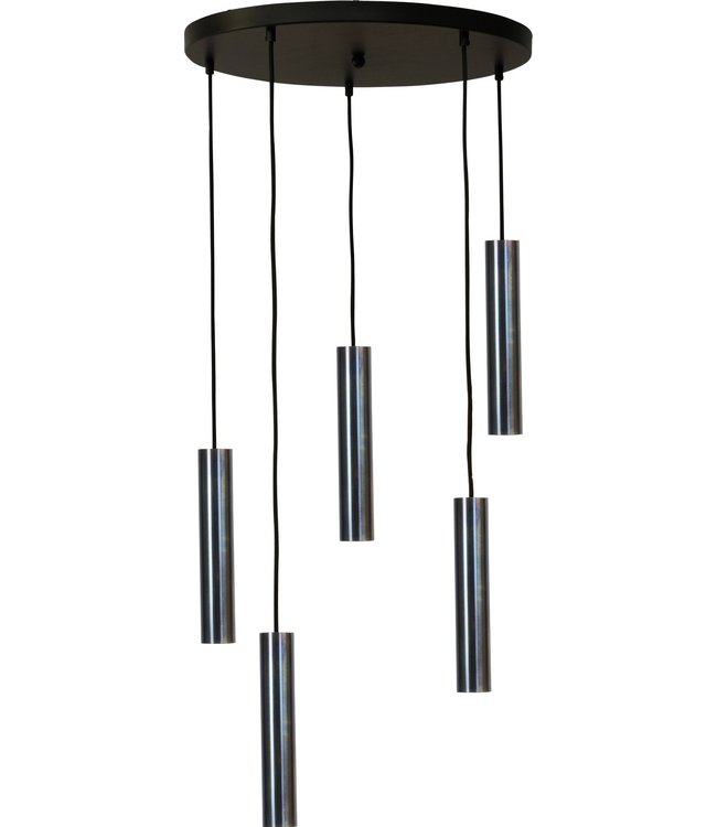 Hanglamp boven ronde tafel 5lichts dappled oil