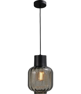 Licht & Accessoires Italiaansrook glas hanglamp met rookglas- 20cm-zwart