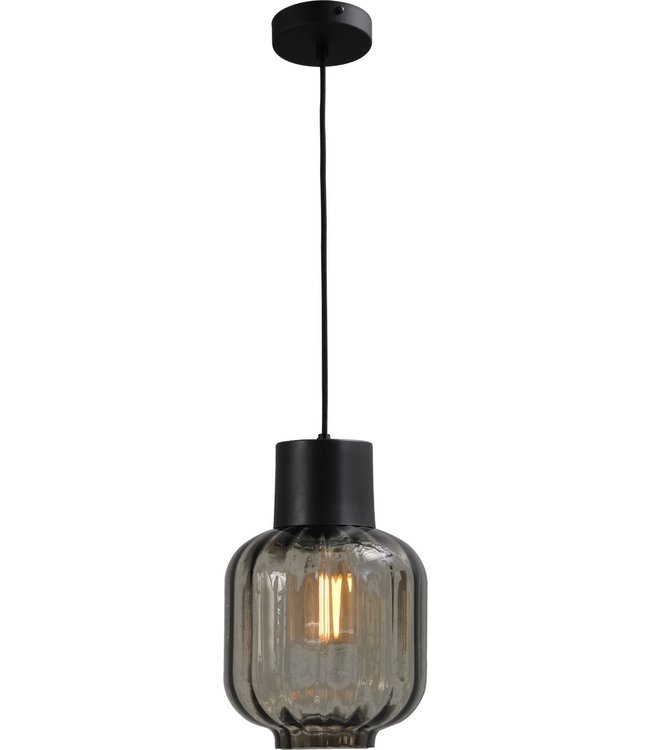 Italiaansrook glas hanglamp met rookglas- 20cm-zwart