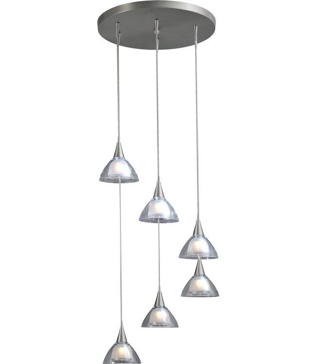 Licht & Accessoires Vide lamp met ronde plaat 6lichts - 50cm-Rvs