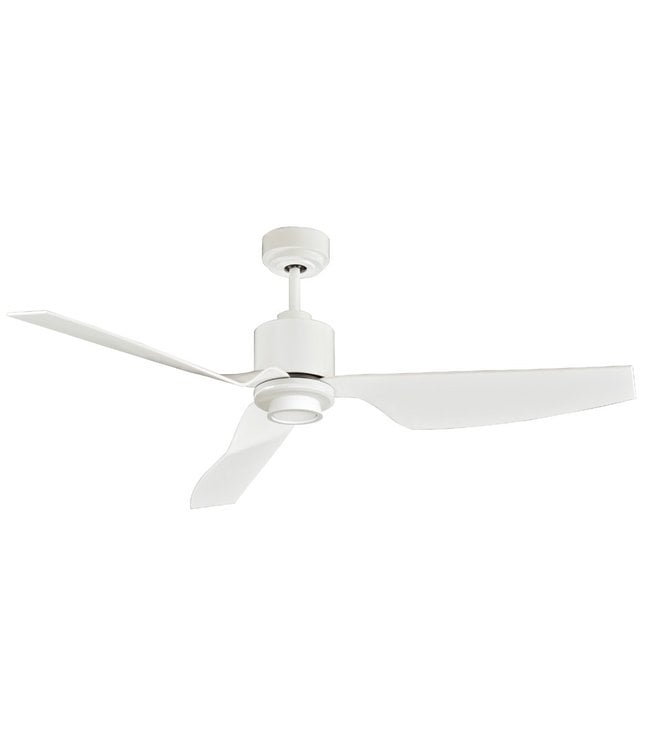 Strakke rustige 3blads ventilator met afstandsbediening en licht -127cm-Wit