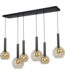Masterlight Hanglamp met 2 maten Italiaanse glazen fumee bollen-Balk 130cm/25cm-Zwart