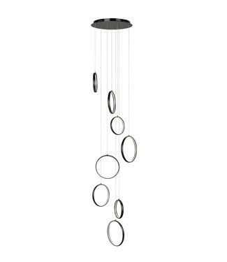 Kan weerstaan levering Conjugeren Vide lamp led 8 ringen zwart maximale hoogte 330cm