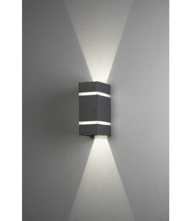 scherp Egyptische overschot Wandlamp vierkant antraciet up en down met led voor buiten - Licht &  Accessoires