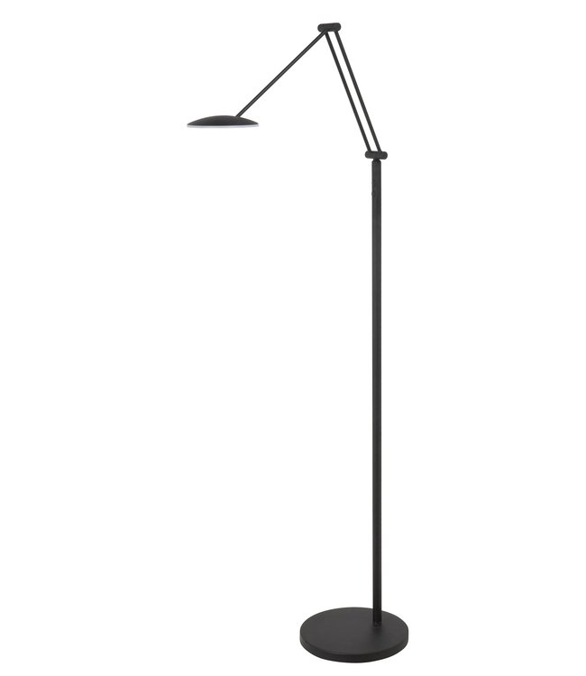 Kantelbare leeslamp dim to warm 10W LED + dimmer H135cm Mat-Zwart