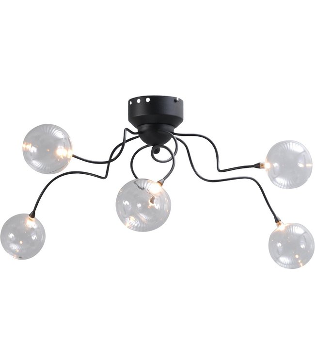 Masterlight Stijlvolle glasbollen plafondlamp met dimbaar LED licht - 60cm - zwart