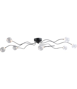 Masterlight Stijlvolle glasbollen plafondlamp met dimbaar LED licht - 156cm - zwart