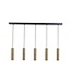 Masterlight 5lichts hanglamp strakke vormgeving-130cm-brass/zwart