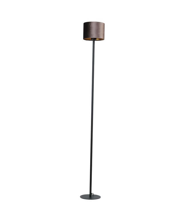 Hoge vloerlamp incl velours kap-165cm-zwart/taupe