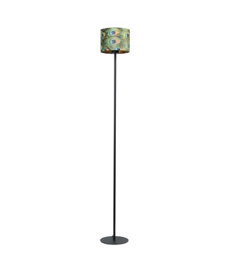 Masterlight Hoge vloerlamp incl velours kap-150cm-zwart/pauw