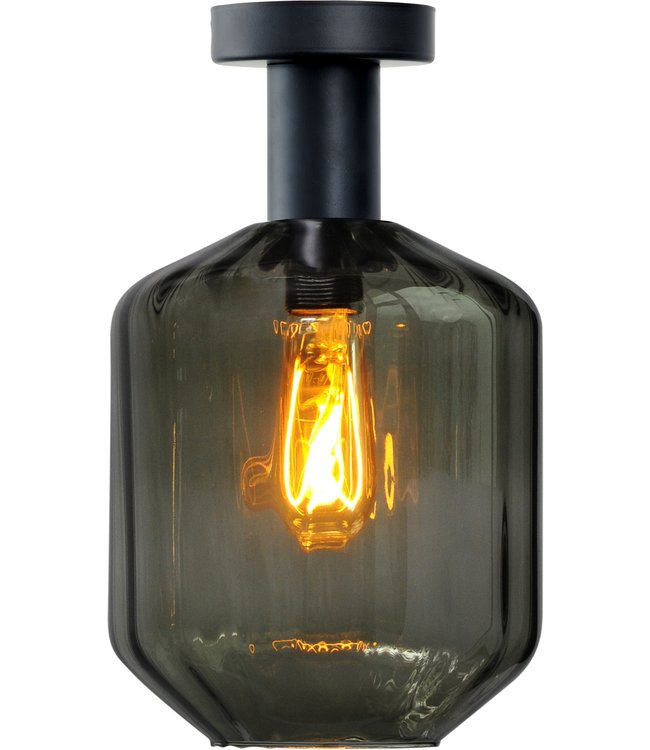 Masterlight Plafondlamp met doorzichtig geribbeld glas -36cm- Groen