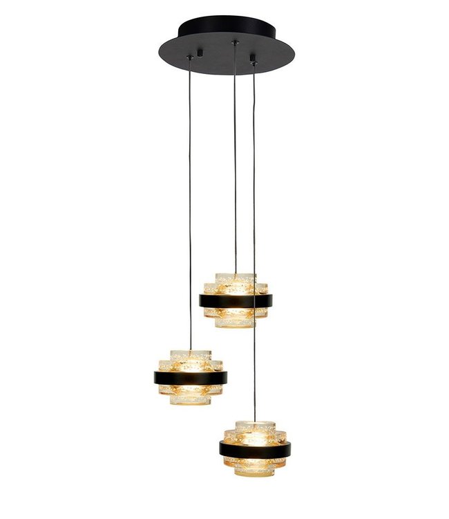 Dimbare hanglamp 3 lichts op ronde plaat