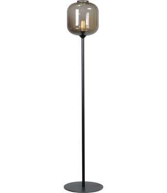 Masterlight Vloerlamp italiaans smoked glad glas -163cm- Zwart