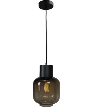 Masterlight Italiaansrook glas hanglamp met glad rookglas- 20cm-zwart