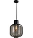 Masterlight Hanglamp met italiaans geribbeld smoke glas -28cm- Zwart