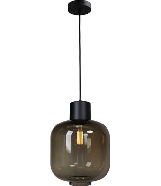 Masterlight Hanglamp met italiaans glad smoke glas -28cm- Zwart