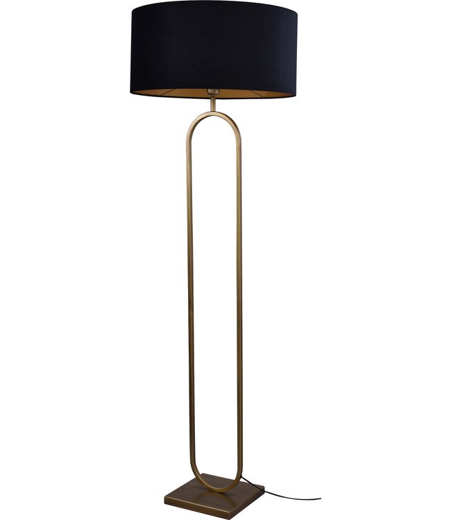 Toplicht Ovale vloerlamp brass-162-kap black velours -ø52cm