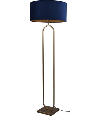 Toplicht Ovale vloerlamp brass-162-kap dark bleu velours -ø52cm