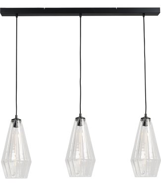 Masterlight Dutch design hanglamp helder italiaans glas-100cm-zwart