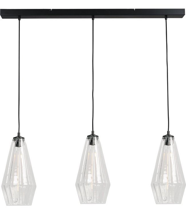 Dutch design hanglamp helder italiaans glas-100cm-zwart