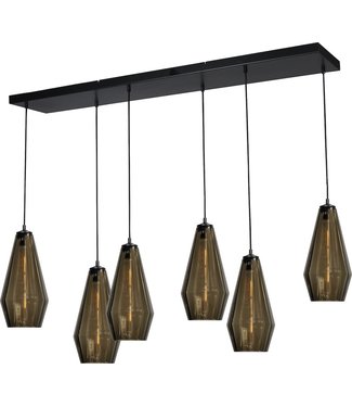 Masterlight Dutch design hanglamp smoke 6 lichts -130cm- Zwart