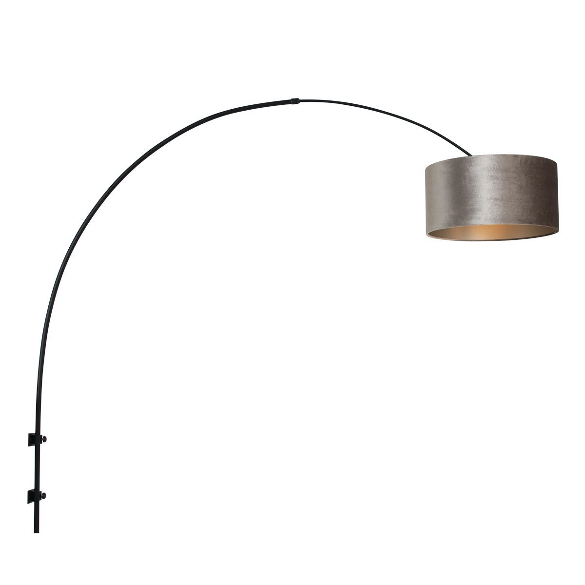 Draaibare | Zilver velourse kap wandlamp | Boog wandlamp - Licht & Accessoires