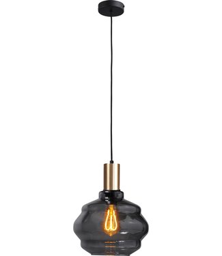 Masterlight Enkele ribbel vormige hanglamp met gouden accenten -24cm- Smoke