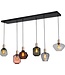 Masterlight 6 lichts hanglamp met diverse glazen -25cm- Goud