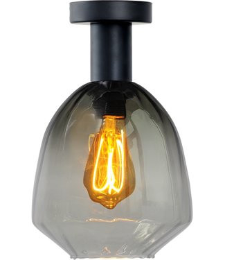 Licht & Accessoires Peervormige plafondlamp met doorzichtig geribbeld glas -34cm- Groen