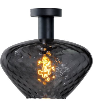 Masterlight Breed kelk vormige plafondlamp met gedeukt glas -33cm- Smoke