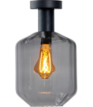 Masterlight Plafondlamp met doorzichtig geribbeld glas -36cm- Smoke
