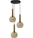 Masterlight Hanglamp met 3 amber glazen bollen -35cm- Goud