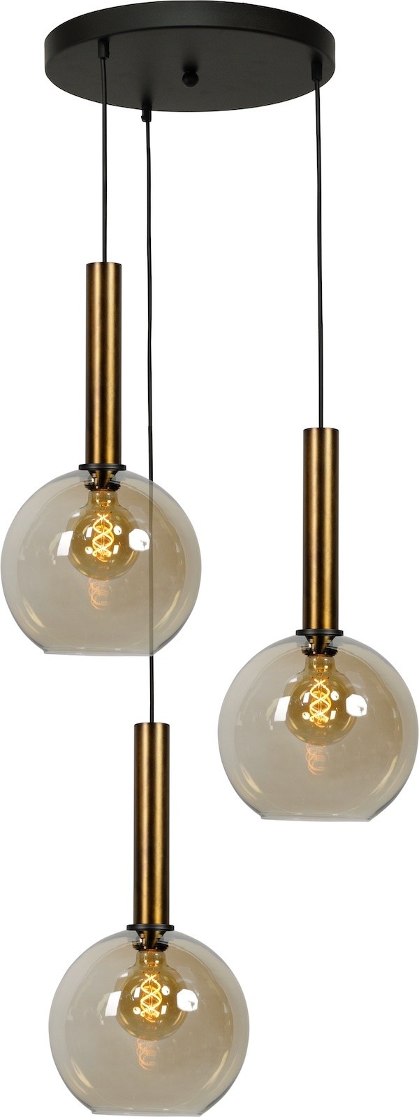 de begeleiding Jasje berouw hebben Hanglamp met 3 amber glazen bollen -35cm- Goud | Hanglampen - Licht &  Accessoires