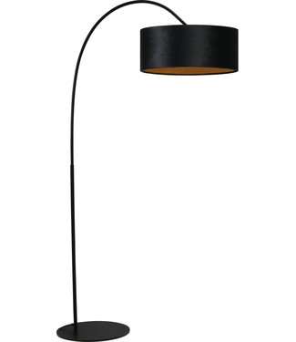 Masterlight zwarte korte booglamp met een zwarte velours kap