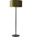 Masterlight Vloerlamp met velours cilinder kap en ronde voet -153cm- Groen/goud